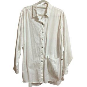 Lunya White Oversized Button-Up Shirt Long-Sleeve Top Sz XL